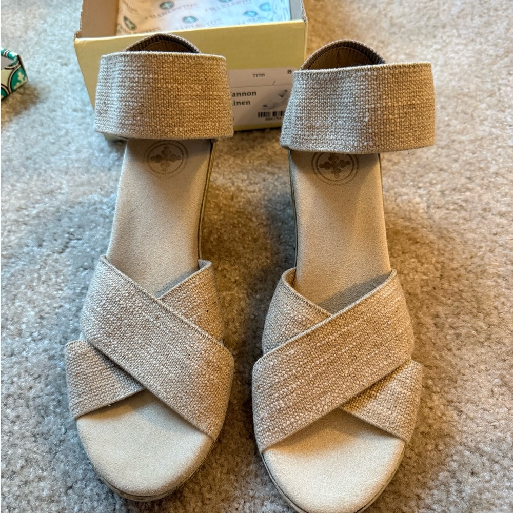 Charleston Shoe Co Beige Wedge Sandals